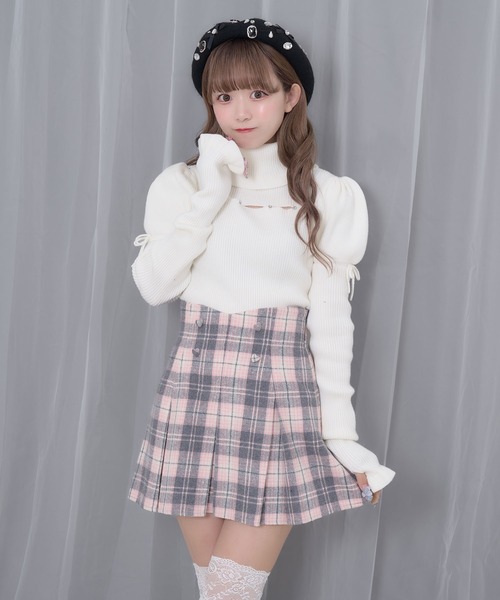 Honey Cinnamon(ハニーシナモン)の「カットアウトラインストーンタートルニット(ニット/セーター・レディース・ブラック/ホワイト/ピンク・FREE)」の5枚目の写真