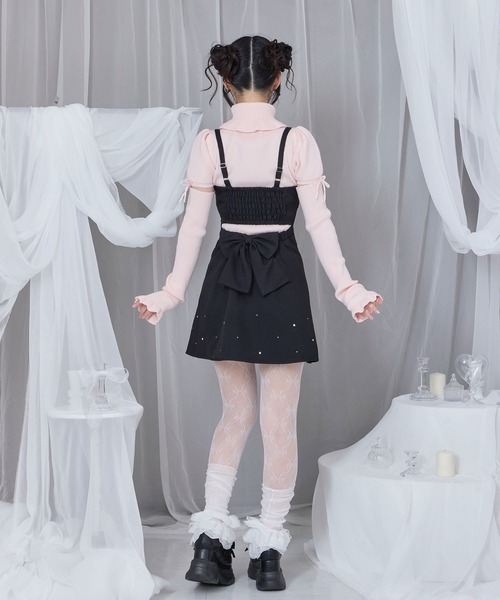 Honey Cinnamon(ハニーシナモン)の「カットアウトラインストーンタートルニット(ニット/セーター・レディース・ブラック/ホワイト/ピンク・FREE)」の10枚目の写真