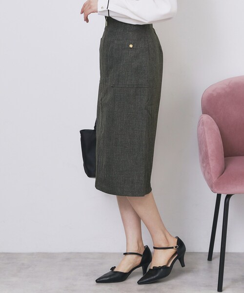 index（インデックス）の「ツイード調フロントジップタイトスカート【洗濯機OK/防シワ】（スカート・レディース・ブラウン系その他/チャコールグレー/ベージュ・36/34/40/38/42）」の5枚目の写真