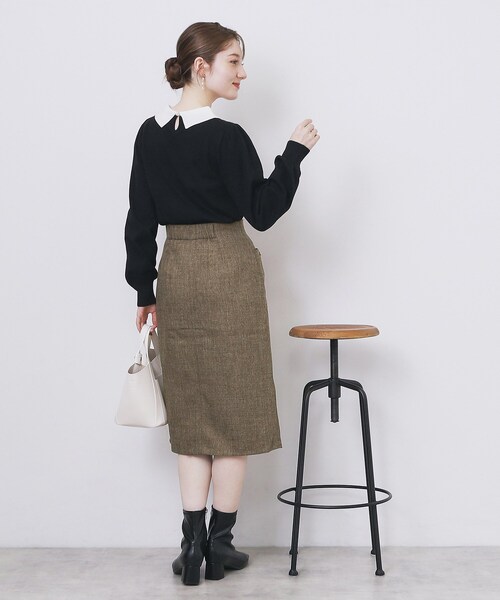 index（インデックス）の「ツイード調フロントジップタイトスカート【洗濯機OK/防シワ】（スカート・レディース・ブラウン系その他/チャコールグレー/ベージュ・36/34/40/38/42）」の11枚目の写真