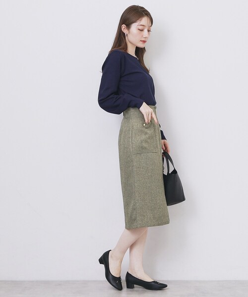 index（インデックス）の「ツイード調フロントジップタイトスカート【洗濯機OK/防シワ】（スカート・レディース・ブラウン系その他/チャコールグレー/ベージュ・36/34/40/38/42）」の15枚目の写真