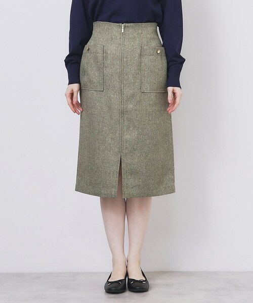 index（インデックス）の「ツイード調フロントジップタイトスカート【洗濯機OK/防シワ】（スカート・レディース・ブラウン系その他/チャコールグレー/ベージュ・36/34/40/38/42）」の17枚目の写真