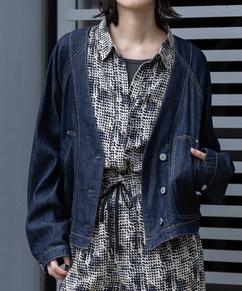 Munich（ミューニック）の「コットンリヨセルデニムコンパクトジャケット（デニムジャケット・レディース・ブラック/インディゴブルー・FREE）」の10枚目の写真