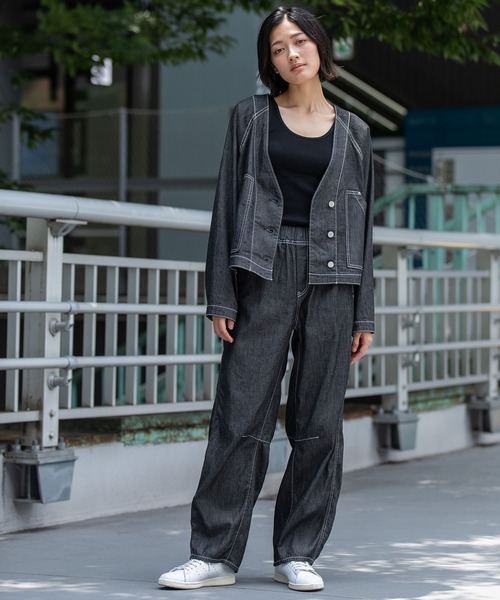 Munich（ミューニック）の「コットンリヨセルデニムコンパクトジャケット（デニムジャケット・レディース・ブラック/インディゴブルー・FREE）」の16枚目の写真