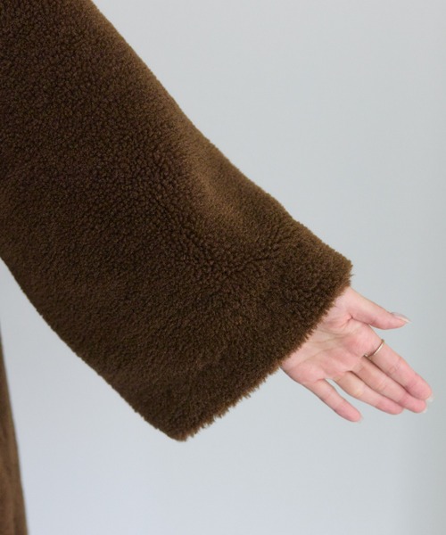 PUAL CE CIN（ピュアルセシン）の「リサイクルボアノーカラーコート（ノーカラーコート・レディース・モカ/ベージュ・FREE）」の18枚目の写真