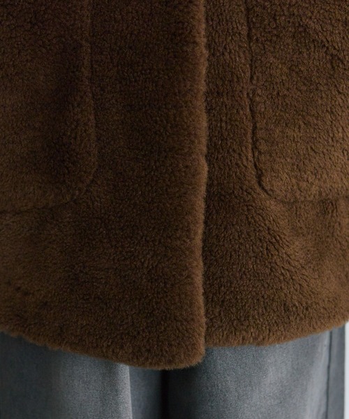 PUAL CE CIN（ピュアルセシン）の「リサイクルボアノーカラーコート（ノーカラーコート・レディース・モカ/ベージュ・FREE）」の20枚目の写真