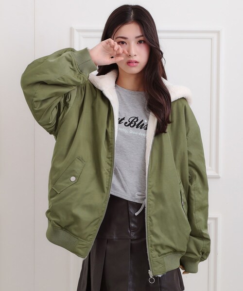 セール】リバーシブルフェイクファーブルゾン（ブルゾン）｜PINK-latte