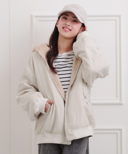 春のアウターにどうぞ！限定品。当日発送！ビーファースト　befirst アウター セール】リバーシブルフェイクファーブルゾン（ブルゾン）｜PINK-latte