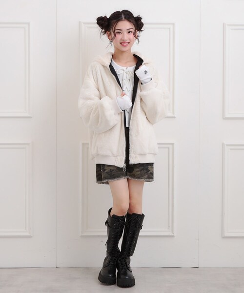 セール】リバーシブルフェイクファーブルゾン（ブルゾン）｜PINK-latte