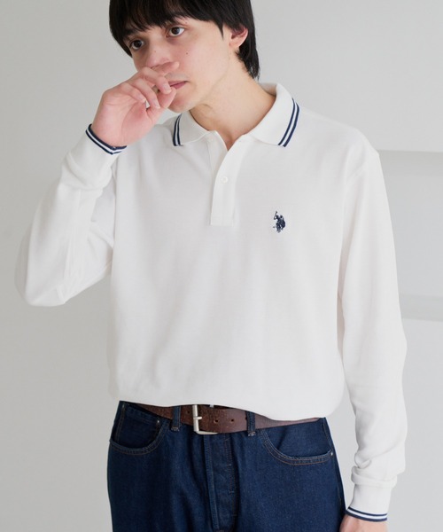 U.S. POLO ASSN.(ユーエスポロアッスン)の「【U.S. POLO ASSN.】バイカラー ワンポイント 長袖 鹿の子 ポロシャツ(ポロシャツ・メンズ・オフホワイト/ブルーグレー/ブラック・L/M)」の12枚目の写真