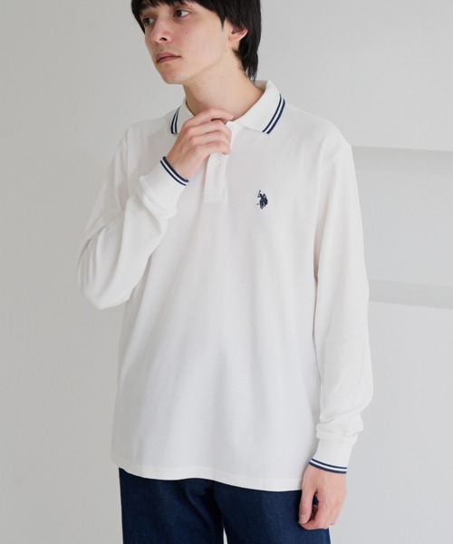 U.S. POLO ASSN.(ユーエスポロアッスン)の「【U.S. POLO ASSN.】バイカラー ワンポイント 長袖 鹿の子 ポロシャツ(ポロシャツ・メンズ・オフホワイト/ブルーグレー/ブラック・L/M)」の13枚目の写真