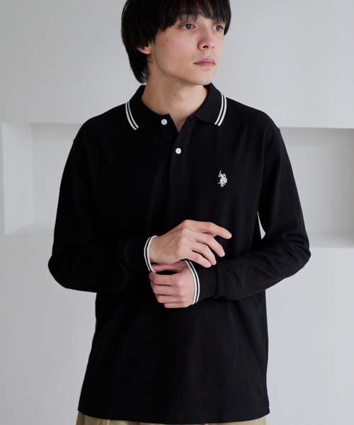 U.S. POLO ASSN.(ユーエスポロアッスン)の「【U.S. POLO ASSN.】バイカラー ワンポイント 長袖 鹿の子 ポロシャツ(ポロシャツ・メンズ・オフホワイト/ブルーグレー/ブラック・L/M)」の4枚目の写真