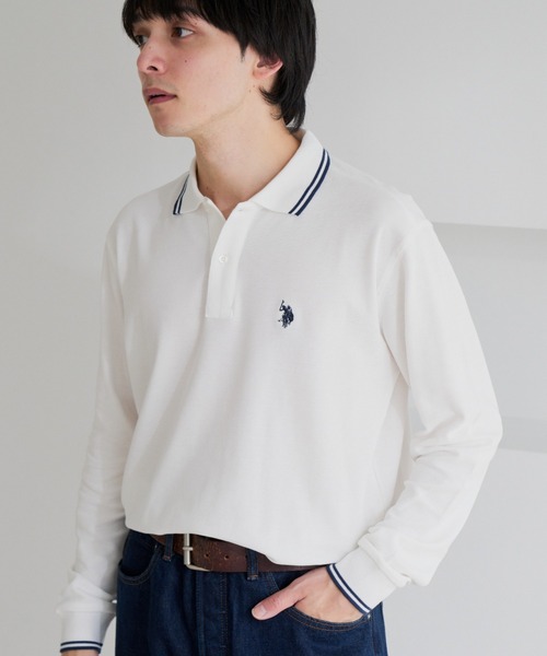U.S. POLO ASSN.(ユーエスポロアッスン)の「【U.S. POLO ASSN.】バイカラー ワンポイント 長袖 鹿の子 ポロシャツ(ポロシャツ・メンズ・オフホワイト/ブルーグレー/ブラック・L/M)」の15枚目の写真