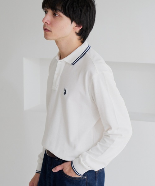 U.S. POLO ASSN.(ユーエスポロアッスン)の「【U.S. POLO ASSN.】バイカラー ワンポイント 長袖 鹿の子 ポロシャツ(ポロシャツ・メンズ・オフホワイト/ブルーグレー/ブラック・L/M)」の16枚目の写真