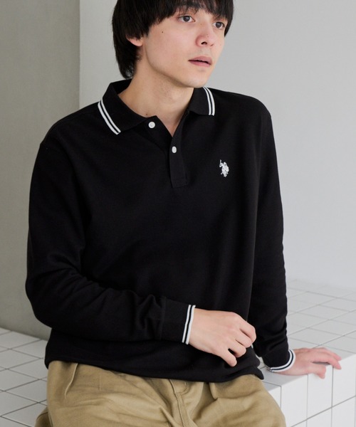 U.S. POLO ASSN.(ユーエスポロアッスン)の「【U.S. POLO ASSN.】バイカラー ワンポイント 長袖 鹿の子 ポロシャツ(ポロシャツ・メンズ・オフホワイト/ブルーグレー/ブラック・L/M)」の5枚目の写真