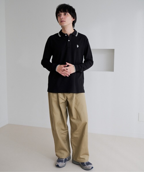U.S. POLO ASSN.(ユーエスポロアッスン)の「【U.S. POLO ASSN.】バイカラー ワンポイント 長袖 鹿の子 ポロシャツ(ポロシャツ・メンズ・オフホワイト/ブルーグレー/ブラック・L/M)」の9枚目の写真