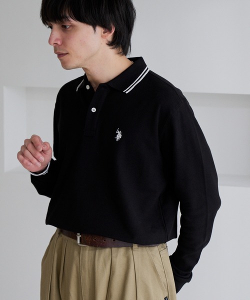 U.S. POLO ASSN.(ユーエスポロアッスン)の「【U.S. POLO ASSN.】バイカラー ワンポイント 長袖 鹿の子 ポロシャツ(ポロシャツ・メンズ・オフホワイト/ブルーグレー/ブラック・L/M)」の6枚目の写真