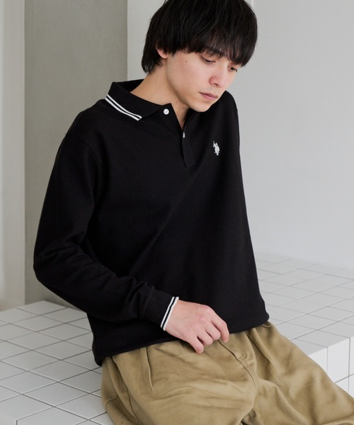 U.S. POLO ASSN.(ユーエスポロアッスン)の「【U.S. POLO ASSN.】バイカラー ワンポイント 長袖 鹿の子 ポロシャツ(ポロシャツ・メンズ・オフホワイト/ブルーグレー/ブラック・L/M)」の8枚目の写真