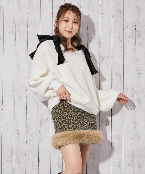 GORGE(ゴージ)の「《ファー裾デザイン》レディース デニムミニスカート 秋冬(スカート・レディース・ネイビー/ブルー/レオパード・F)」の19枚目の写真