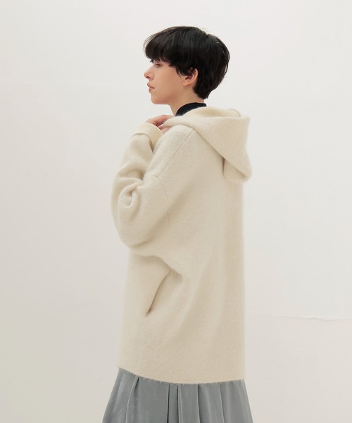 DRESSLAVE（ドレスレイブ）の「alpaca shaggy zip hoodie(アルパカシャギージップフーディー)（カーディガン/ボレロ・レディース・グレー/ホワイト・38）」の6枚目の写真