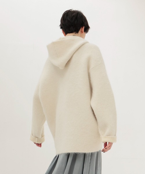 DRESSLAVE（ドレスレイブ）の「alpaca shaggy zip hoodie(アルパカシャギージップフーディー)（カーディガン/ボレロ・レディース・グレー/ホワイト・38）」の12枚目の写真