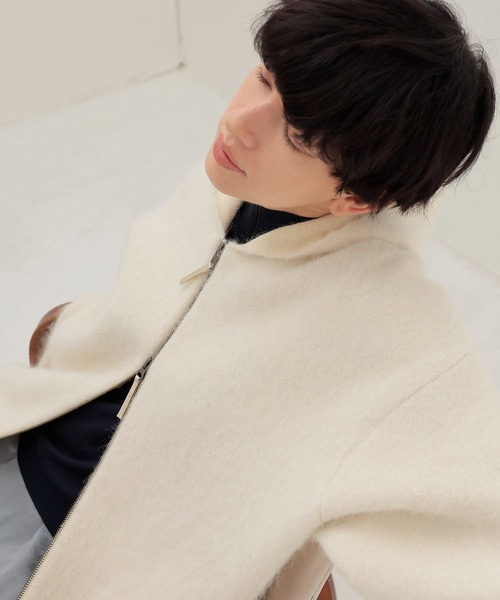 DRESSLAVE（ドレスレイブ）の「alpaca shaggy zip hoodie(アルパカシャギージップフーディー)（カーディガン/ボレロ・レディース・グレー/ホワイト・38）」の9枚目の写真