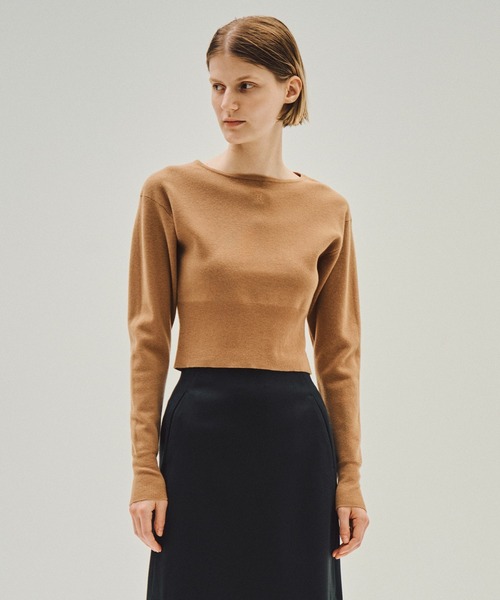 COLUMN(コラム)の「COLUMN / ミラノリブコンパクトニット<THE COLUMN>(ニット/セーター・レディース・ブラック/ライトブラウン・FREE)」の2枚目の写真