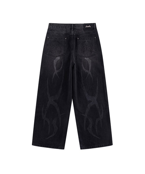 SUPPLIER（サプライヤー）の「バギーデニム｜Vintage Wash Tribal Double Knee Baggy Jeans｜SUPPLIER（デニムパンツ・メンズ・インディゴブルー/ブラック・SMALL/MEDIUM/LARGE/X-LARGE）」の3枚目の写真