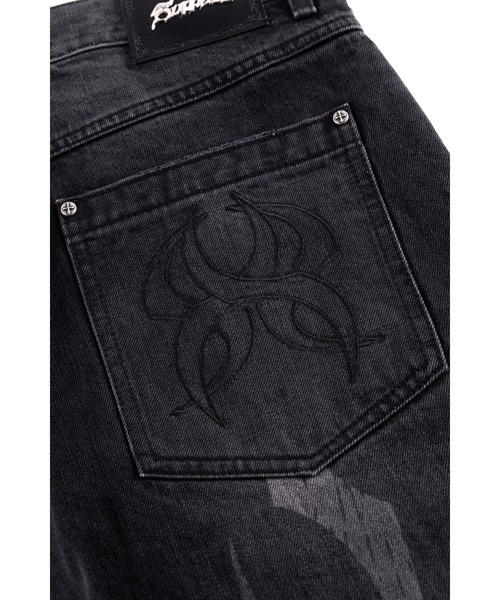 SUPPLIER（サプライヤー）の「バギーデニム｜Vintage Wash Tribal Double Knee Baggy Jeans｜SUPPLIER（デニムパンツ・メンズ・インディゴブルー/ブラック・SMALL/MEDIUM/LARGE/X-LARGE）」の7枚目の写真