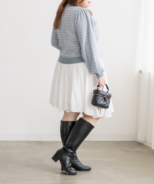 CLETTE(クレット)の「CLETTEオリジナルツイード風ジップニットカーディガン(カーディガン/ボレロ・レディース・ピンク/グレー/ブルー・LL/3L/4L)」の13枚目の写真