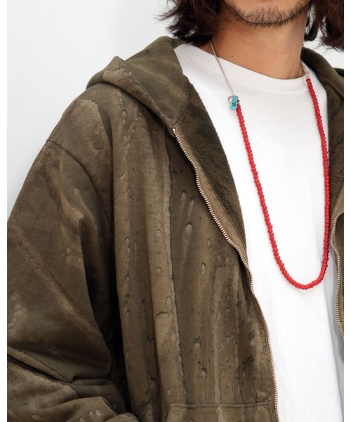 LOS ANGELES APPAREL（ロサンゼルスアパレル）の「【Los Angeles Apparel /ロサンゼルス アパレル】14 OZ FLEECE FULL ZIP DRIP DYE/ヘビーウェイト フルジップパーカー ドリップダイ アメリカ製染め 肉厚 スウェット フーディー（パーカー・メンズ・オリーブ/ブラック系その他・MEDIUM/LARGE/X-LARGE/SMALL）」の7枚目の写真