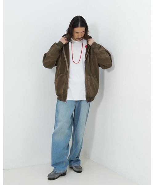 LOS ANGELES APPAREL（ロサンゼルスアパレル）の「【Los Angeles Apparel /ロサンゼルス アパレル】14 OZ FLEECE FULL ZIP DRIP DYE/ヘビーウェイト フルジップパーカー ドリップダイ アメリカ製染め 肉厚 スウェット フーディー（パーカー・メンズ・オリーブ/ブラック系その他・MEDIUM/LARGE/X-LARGE/SMALL）」の9枚目の写真