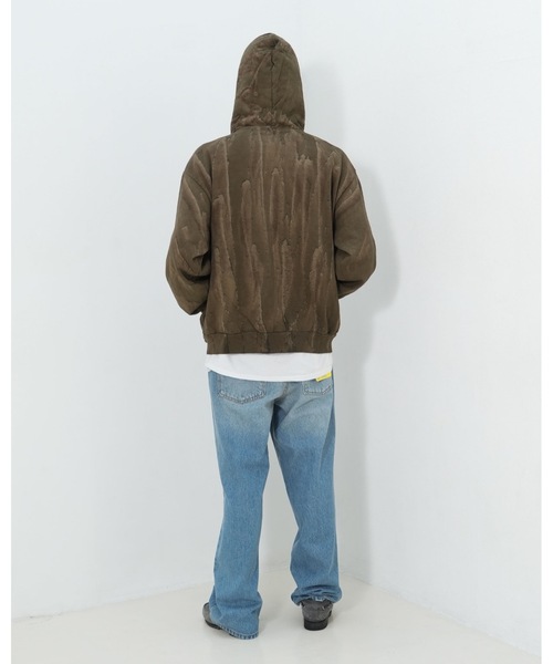 LOS ANGELES APPAREL（ロサンゼルスアパレル）の「【Los Angeles Apparel /ロサンゼルス アパレル】14 OZ FLEECE FULL ZIP DRIP DYE/ヘビーウェイト フルジップパーカー ドリップダイ アメリカ製染め 肉厚 スウェット フーディー（パーカー・メンズ・オリーブ/ブラック系その他・MEDIUM/LARGE/X-LARGE/SMALL）」の10枚目の写真