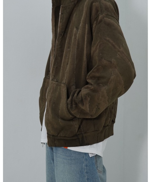 LOS ANGELES APPAREL（ロサンゼルスアパレル）の「【Los Angeles Apparel /ロサンゼルス アパレル】14 OZ FLEECE FULL ZIP DRIP DYE/ヘビーウェイト フルジップパーカー ドリップダイ アメリカ製染め 肉厚 スウェット フーディー（パーカー・メンズ・オリーブ/ブラック系その他・MEDIUM/LARGE/X-LARGE/SMALL）」の15枚目の写真