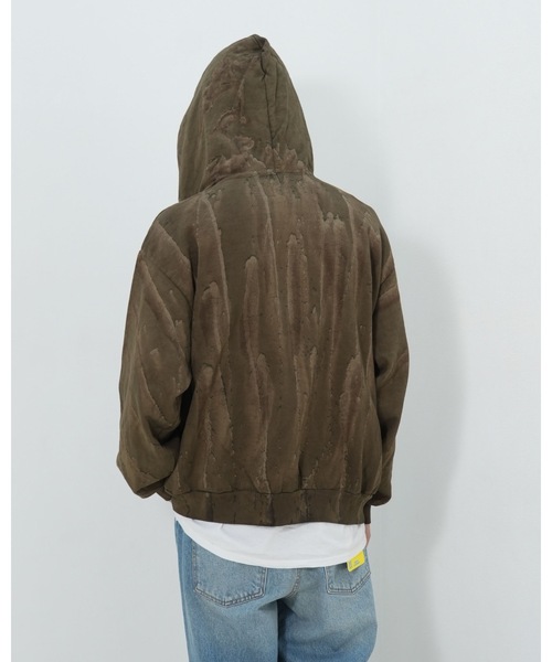 LOS ANGELES APPAREL（ロサンゼルスアパレル）の「【Los Angeles Apparel /ロサンゼルス アパレル】14 OZ FLEECE FULL ZIP DRIP DYE/ヘビーウェイト フルジップパーカー ドリップダイ アメリカ製染め 肉厚 スウェット フーディー（パーカー・メンズ・オリーブ/ブラック系その他・MEDIUM/LARGE/X-LARGE/SMALL）」の14枚目の写真