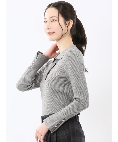 m.f.editorial（エムエフエディトリアル）の「【ハンドウォッシャブル】m.f.エディトリアルレディース リブ ポロニット（ニット/セーター・レディース・レッド/ライトグレー/ブラック/ダークウッド・MEDIUM/LARGE）」の21枚目の写真