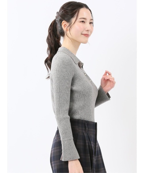 m.f.editorial（エムエフエディトリアル）の「【ハンドウォッシャブル】m.f.エディトリアルレディース リブ ポロニット（ニット/セーター・レディース・レッド/ライトグレー/ブラック/ダークウッド・MEDIUM/LARGE）」の19枚目の写真