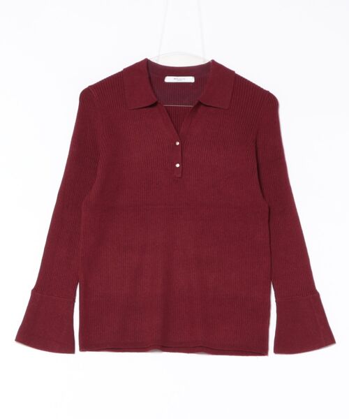 m.f.editorial（エムエフエディトリアル）の「【ハンドウォッシャブル】m.f.エディトリアルレディース リブ ポロニット（ニット/セーター・レディース・レッド/ライトグレー/ブラック/ダークウッド・MEDIUM/LARGE）」の5枚目の写真