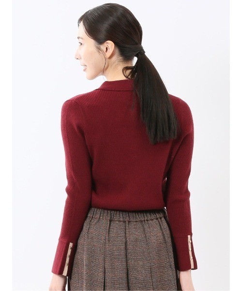 m.f.editorial（エムエフエディトリアル）の「【ハンドウォッシャブル】m.f.エディトリアルレディース リブ ポロニット（ニット/セーター・レディース・レッド/ライトグレー/ブラック/ダークウッド・MEDIUM/LARGE）」の7枚目の写真