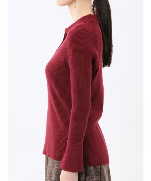 m.f.editorial（エムエフエディトリアル）の「【ハンドウォッシャブル】m.f.エディトリアルレディース リブ ポロニット（ニット/セーター・レディース・レッド/ライトグレー/ブラック/ダークウッド・MEDIUM/LARGE）」の11枚目の写真