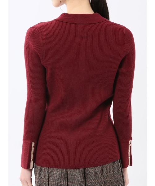 m.f.editorial（エムエフエディトリアル）の「【ハンドウォッシャブル】m.f.エディトリアルレディース リブ ポロニット（ニット/セーター・レディース・レッド/ライトグレー/ブラック/ダークウッド・MEDIUM/LARGE）」の12枚目の写真