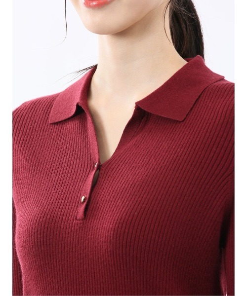 m.f.editorial（エムエフエディトリアル）の「【ハンドウォッシャブル】m.f.エディトリアルレディース リブ ポロニット（ニット/セーター・レディース・レッド/ライトグレー/ブラック/ダークウッド・MEDIUM/LARGE）」の13枚目の写真