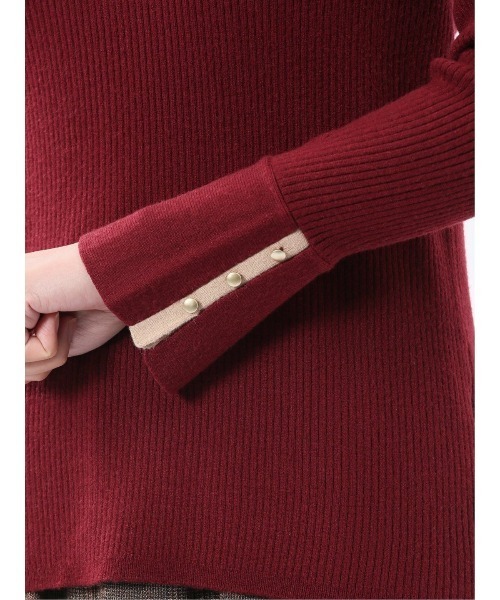 m.f.editorial（エムエフエディトリアル）の「【ハンドウォッシャブル】m.f.エディトリアルレディース リブ ポロニット（ニット/セーター・レディース・レッド/ライトグレー/ブラック/ダークウッド・MEDIUM/LARGE）」の14枚目の写真