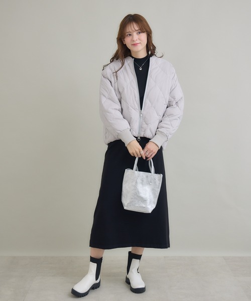 KATHARINE ROSS（キャサリンロス）の「【KATHARINE ROSS】【撥水/静電気防止/汚れ防止】衿リブキルトショートダウン（ダウンジャケット/コート・レディース・グレー/カーキ/ブラック・FREE）」の6枚目の写真