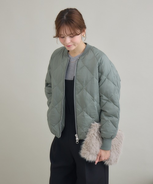 KATHARINE ROSS（キャサリンロス）の「【KATHARINE ROSS】【撥水/静電気防止/汚れ防止】衿リブキルトショートダウン（ダウンジャケット/コート・レディース・グレー/カーキ/ブラック・FREE）」の22枚目の写真