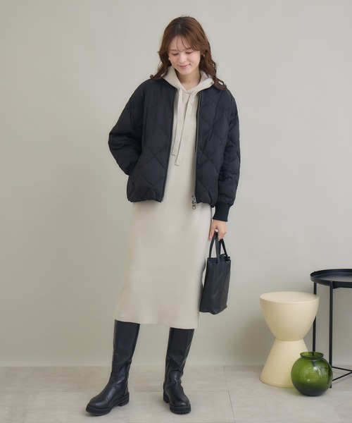 KATHARINE ROSS（キャサリンロス）の「【KATHARINE ROSS】【撥水/静電気防止/汚れ防止】衿リブキルトショートダウン（ダウンジャケット/コート・レディース・グレー/カーキ/ブラック・FREE）」の11枚目の写真