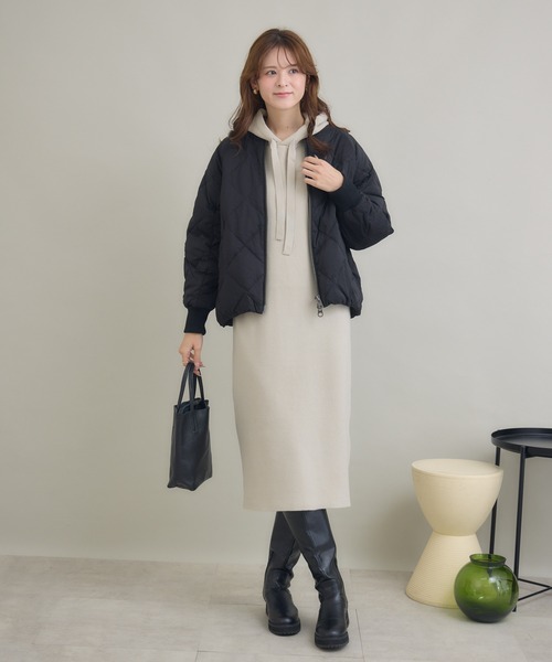 KATHARINE ROSS（キャサリンロス）の「【KATHARINE ROSS】【撥水/静電気防止/汚れ防止】衿リブキルトショートダウン（ダウンジャケット/コート・レディース・グレー/カーキ/ブラック・FREE）」の13枚目の写真