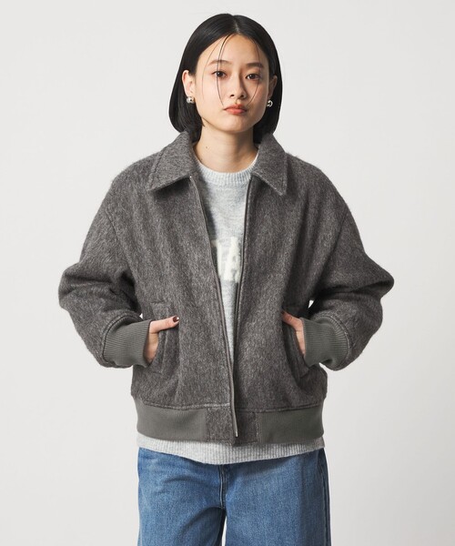 A DAY IN THE LIFE UNITED ARROWS（アデイインザライフユナイテッドアローズ）の「シャギー ジップブルゾン ＜A DAY IN THE LIFE＞（ブルゾン・レディース・ナチュラル/グレー系/ブラック・FREE）」の4枚目の写真