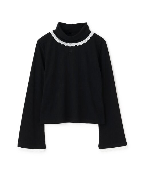 Mi-je(ミジェ)の「レーススリーブインナーカット【韓国ファッション】(Tシャツ/カットソー・レディース・ブラック/オフホワイト・F)」の2枚目の写真