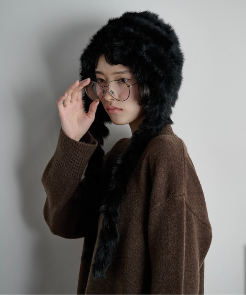 THE YOn（ザヨン）の「ラビットファー編み込みニットキャップ（ニットキャップ/ビーニー・レディース・グレー/アイボリー/ブラック・FREE）」の19枚目の写真